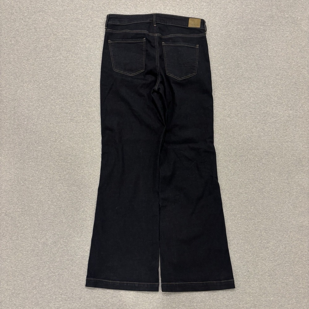 American Eagle Wide Leg Jeans Womens's Size 14 X-Long Blue Dark Wash Denim Flare - Picture 4 of 11
